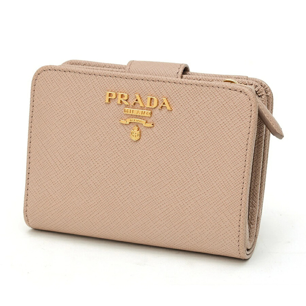 Prada Saffiano Compact Wallet, Bi-fold 1ML018, Leather, Cipria (Pink Beige)